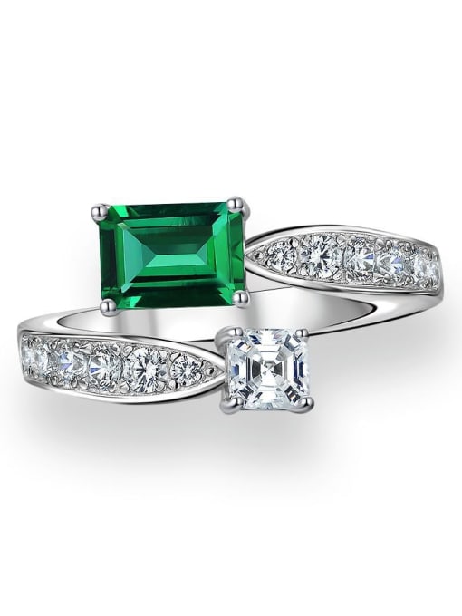 Cultivate emerald [R 2250] 925 Sterling Silver High Carbon Diamond Green Geometric Dainty Band Ring